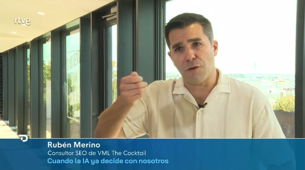 Rubén Merino Consultor SEO en el telediario de TVE1 hablando de seo e inteligencia artificial